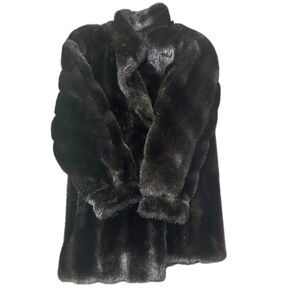 Vintage Faux Fur 70s Black Coat; Heavy Duty Coat with Lining; Vegan Fur